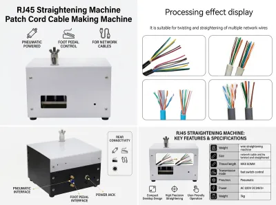 Rj45 Straightening Machine Patch Cable Manufacturing Machine JW-P08 - Semi-Auto Wire Brush Machine
